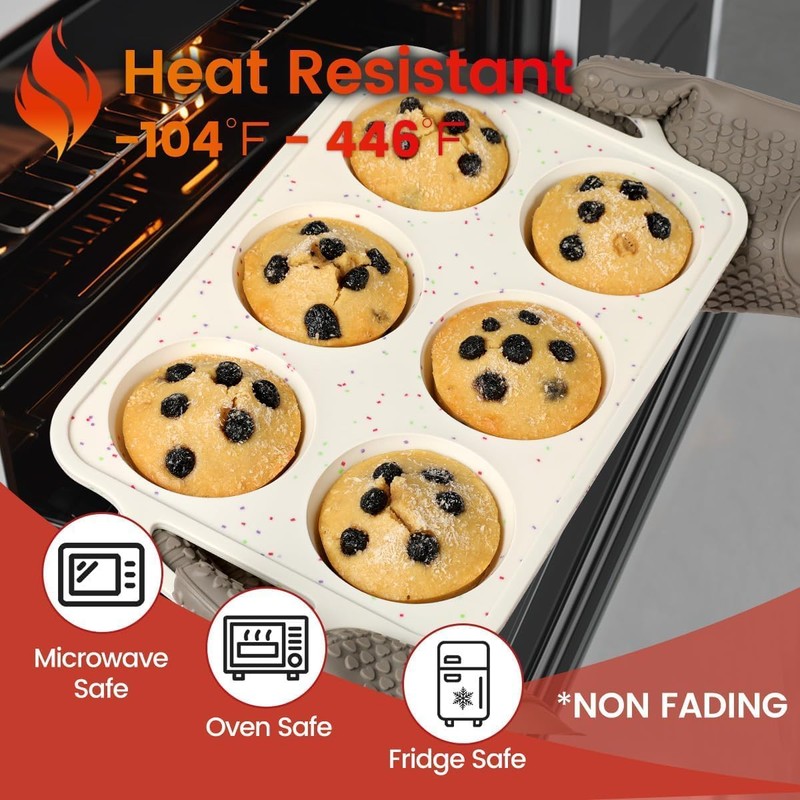 CAKETIME Large Muffin Pan, Metal Reinforced Frame 3.5 Inch Jumbo