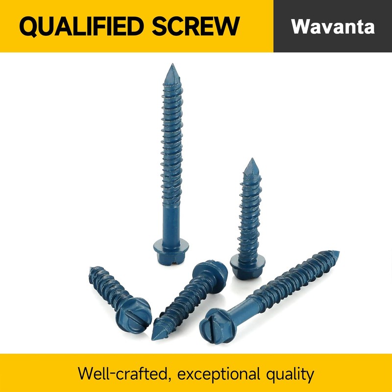 Wavanta 30Pcs M6.5 x 83mm Concrete Screws Anchor, Blue Slotted