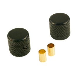 wd 2 Black Brass Tele or P bass Barrel Knobs fit solid or Spline pots incl. sleeves