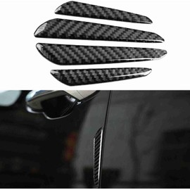 Protectores de Borde de Puerta de Coche, Fibra de Carbono Anticolisión Parche Protector de Parachoques Negro Universal Autoadhesiva de Parachoques Trasero Tiras Cubierta de Ajuste (4 PCS)