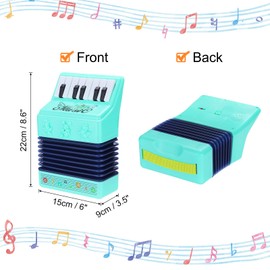 QUARKZMAN Accordion 13 Keys Piano Accordion Mini Musical Instrument Gifts for Adults Beginners Education, Mint Green
