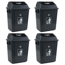 Egarye 5 Gallon Swing-Top Kitchen Trash Can, 4-Pack Plastic Garbage Can with Swing Lid, Gray
