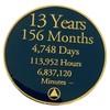 13 Year Sobriety Countdown Alcoholics Anonymous, Anniversary AA Medallion, Chip, Token
