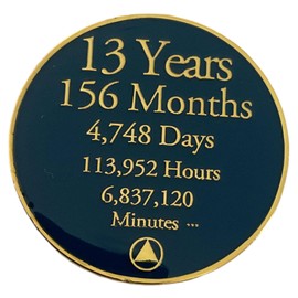 13 Year Sobriety Countdown Alcoholics Anonymous, Anniversary AA Medallion, Chip, Token