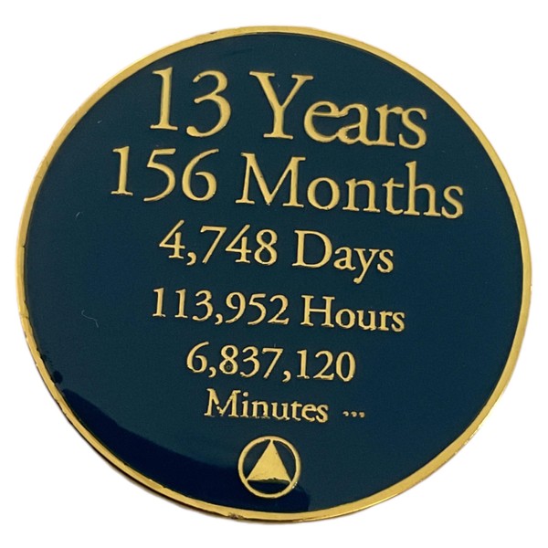13 Year Sobriety Countdown Alcoholics Anonymous, Anniversary AA Medallion, Chip,
