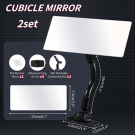 Weysat 2 Set Cubicle Mirror for Office Desk Security Cubicle Mirror to See Behind You Fit Protect Personal Privacy Stick on Plane Monitor for Open Office Environment or Anywhere