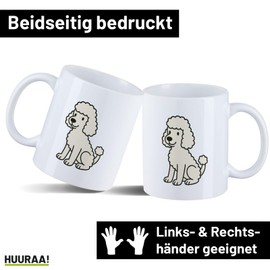 Huuraa Tasse Pudel Curly Comic Geschenk 330ml Weiß Pudel Präsent