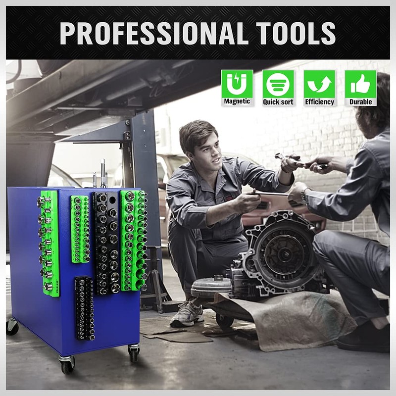 Magnetic Socket Organizer Set, 6-piece 1/4", 3/8", 1/2" SAE &