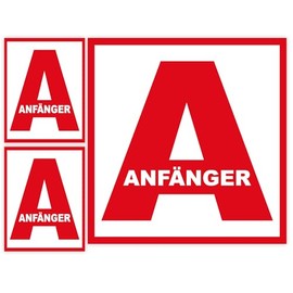 GamesMonkey® - 3 Beginner Stickers (21 x 21.5 cm - 14 x 15 cm) for Beginner Driving - Car Beginner Stickers - Driving License Gift - Beginner Driving School Stickers (1049-V5)
