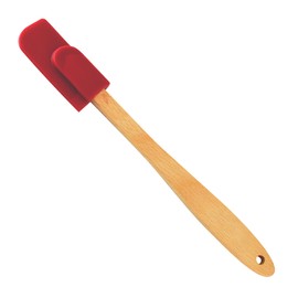 CybrTrayd , Red Silicone Wood Handle Mini Spatula, One Size