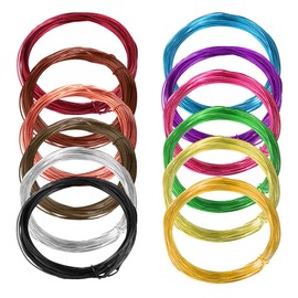 12 Rolls Multicoloured Aluminium Jewellery Wire, 5 m x 1 mm Colourful Aluminium Jewellery Wire, Colourful Craft Wire, Aluminium Wire Set, Colourful for Crafts, Floristry, Models and Jewellery Making