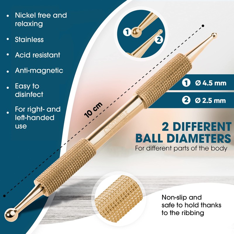 REMOS Acupressure & Meridian Pen - Brass - 10 cm