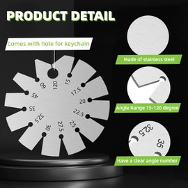 Stainless Steel Bevel Angle for Knife Blade, 15-120 Degree Axe Angle Round Shape Knife Angle Finder with Storage Box,for Measuring Knife Angle, Compact Size