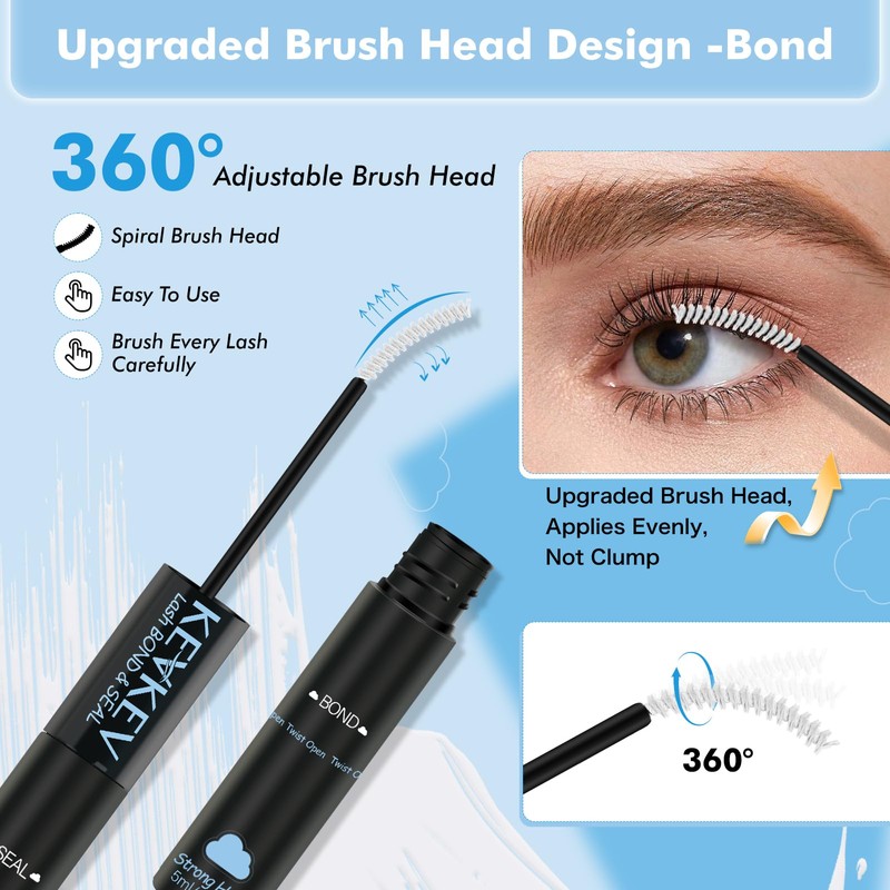 KEVKEV Lash Cluster Glue Upgraded Clear Lash Glue 7 Days
