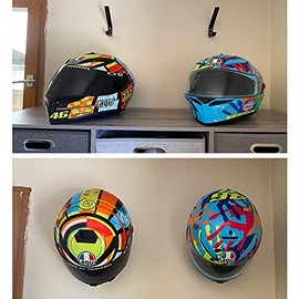 Pmsanzay 2 Pack Motorcycle Helmet Hook Multi-Purpose Jacket Hanger Keys Bags Holder Wall Mount Rack Cloth Display Rack Hat Hook for Home Kitchen Door Cabinet - Hardware Included Easy to Install.