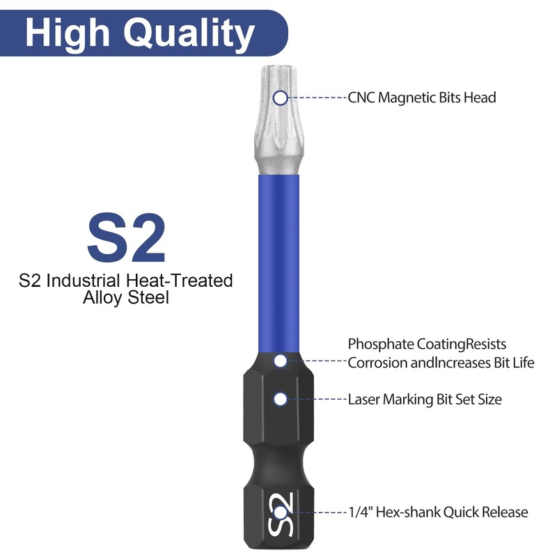 HPHOPE Professional Screwdriver Bit Set 10Pcs, Shockwave Bit Set Includes