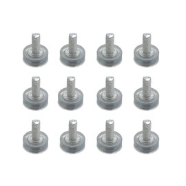 RLECS 12PCS Hard Rubber Transparent Adjustable Furniture Feet M6 Threaded Transparent Furniture Feet Sliding Leveling Pads Diameter 18mm/0.7inch for Tables Chairs Counters Benches Furniture