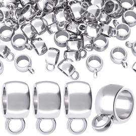 Joez Wonderful 100Pcs Links Bail Beads, Hypoallergenic Alloy Column Spacer Beads, Silver Connector Tube Charm for Jewelry Making DIY Bracelet Necklace Craft Accessories (Silver)