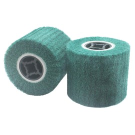 JUNLIXN 4.5" x 4" Non Woven Abrasive Drawing Drum, 3/4" Quad Keyway Burnishing Wheel for Hand held Polishing Machine 180 Grit Sanding Drum Surface Conditioning Tool (Pack of 2)