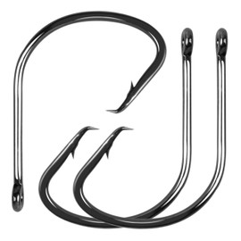 Circle Hooks Saltwater,Offset Catfish Circle Hooks Octopus Fishing Hooks Carbon Steel Barbed Hooks for Saltwater Freshwater,Size 1-10/0