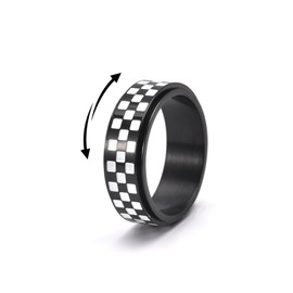 Gkaopi Stainless Steel Spinner Rings Stress Relief and Anti-Anxiety Rings Fidget Band Ring for Women Men Polished Heavy Fidget Rings for Stress Jewellery Gift, 7, Stainless Steel, No Gemstone