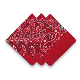 EVERY-VILLE Where EVERYone is Welcome 3 Pack Red Bandana for Women Men Gift Packaging - Cowgirl Cowboy Accessories Scarf Headband Neckerchief - Large Paisley Hair Face Covering