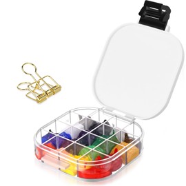 Humyoun Paint Storage Palette Box 16 Wells Airtight with Sealing Lid and Fixing Clips, Portable for Outdoor Use, for Watercolor, Gouache, Acrylic and Oil Painting(Black)