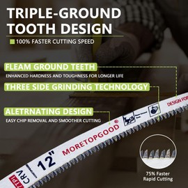 MORETOPGOOD 12Inch Arc Edge Reciprocating Saw Blade with Storage Box, 7TPI Japanese Teeth with Curved Edge Wood Pruning Saw Blades for Tree Trimming, Wood Cutting (5 Pack)
