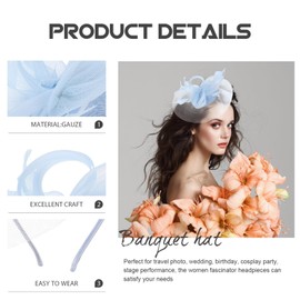 FRCOLOR Fascinators Hat Derby Wedding Flower Cocktail Mesh Hair Clip Women Plumage Fascinator Hat Tea Party Hats Headwear for Girls and Women Sky-blue