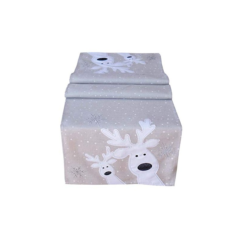 texpot Table Runner 40 x 140 cm Ecru White Silver