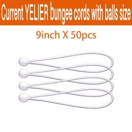 50-Piece YELIER Ball Bungee Cord (White, 9"), UV Resistant, Antioxidant, Secure Tie Down