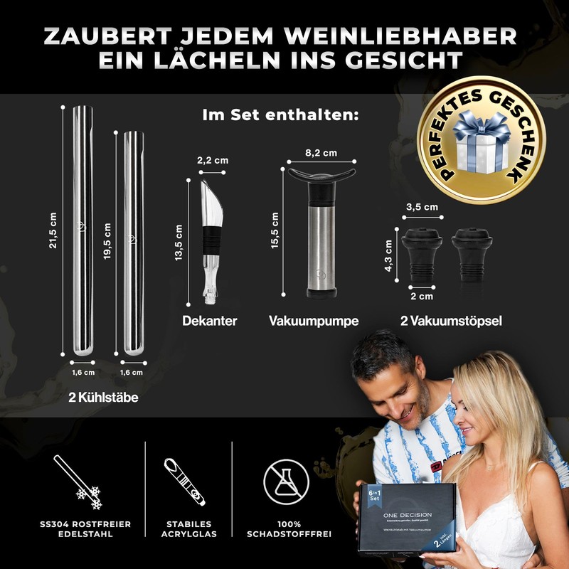 One Decision Deluxe Wine Cooling Rod 6-in-1 Set Including 2