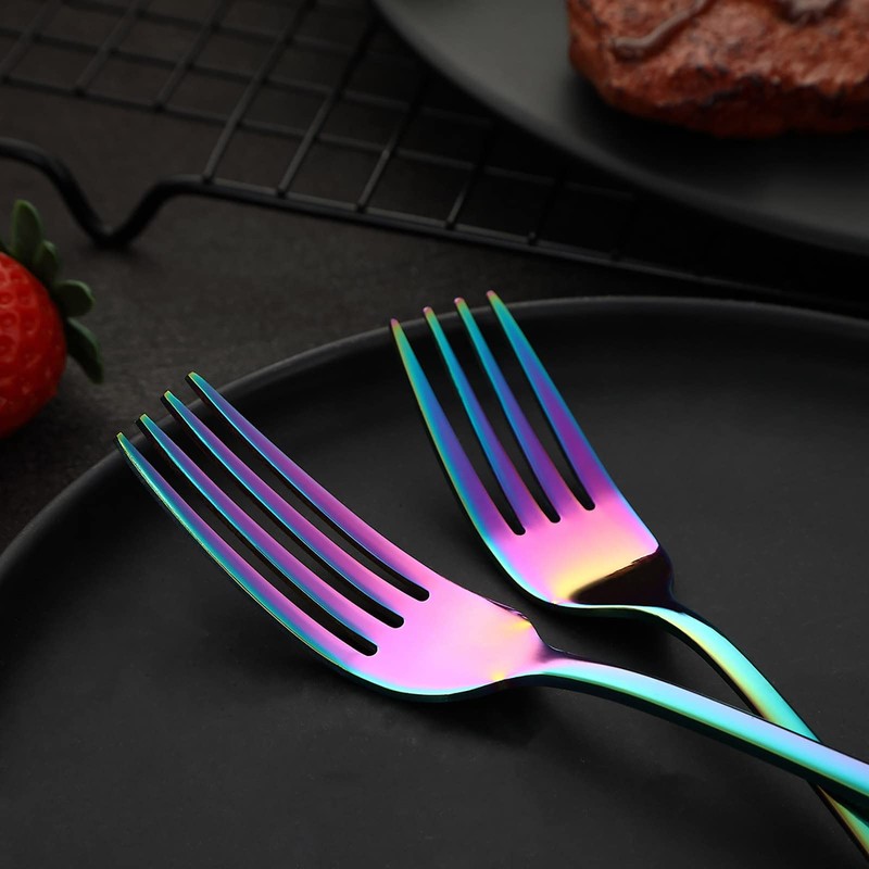 VANDBAO Rainbow Flatware Cutlery Silverware Set 20 Pieces, Stainless Steel