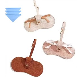 3 Pcs Fashion Sunglasses Case, Soft Leather Sun Glasses Case, Portable Slim Sunglasses Pouch, Travel Protective Cover for Glasses with Belt Clip(3pcs Cleaning Cloth Include)