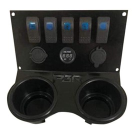 PBR Products Compatible with Honda Pioneer 1000 Cup holder COMPLETE w/voltmeter USB 5 switches BLUE