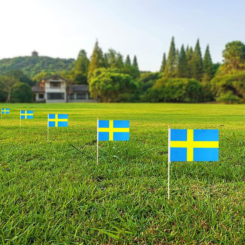 Newperlite Sweden Stick Flag Swedish Small Mini Hand Held Flags