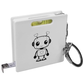 Azeeda 'Cute Love Robot with Hearts' Keyring Tape Measure/Spirit Level Tool (KM00041975)