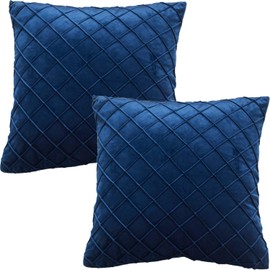 GONOVE Velvet Cushion Covers 45X45cm Soft Decorative Navy Blue Throw Pillow Cases Pack of 2 Square Pillow Covers Pillowcases with Invisible Zipper for Home Couch Sofa Bed