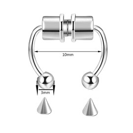 Nose Rings Reusable Fashion Nose Ring,2 Pcs Fake Nose Ring for Women Girl Men(Silver&Black）