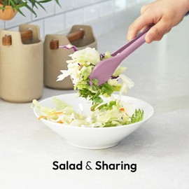 carrotez Premium Salad Tongs, Anti-Slip, Non-Scratch, Noise-Free 11.5 inch Silicone Tongs Pink