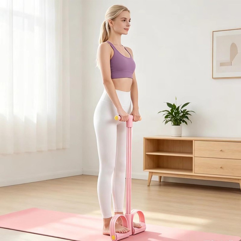 Pedal Resistance Bands With Handle, 6 Tube Pedal Resistance Band(Pink)