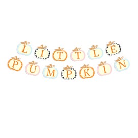 Little Pumpkin Baby Shower Banner, Pumpkin-Shaped Garland Banner for Fall Baby Shower Decorations