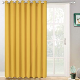Yakamok Extra Wide Blackout Curtain for Sliding Glass Door, Grommet Thermal Insulated Room Divider Curtain 100W x 84L inch, Room Darkening Patio Curtain,8.3ft Wide x 7ft Tall, 1 Panel,Mustard Yellow