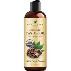 Handcraft Blends Organic Castor Oil - 8 Fl Oz - 100% Pure and Natural - Premium Grade Carrier Oil for Hair Growth, Eyelashes and Eyebrows - Hair and Body - Expeller-Pressed & Hexane-Free