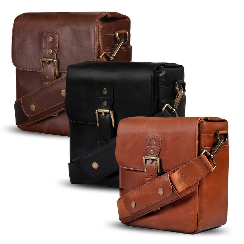 MegaGear Leather Camera Messenger Bag for Mirrorless, Instant & DSLR