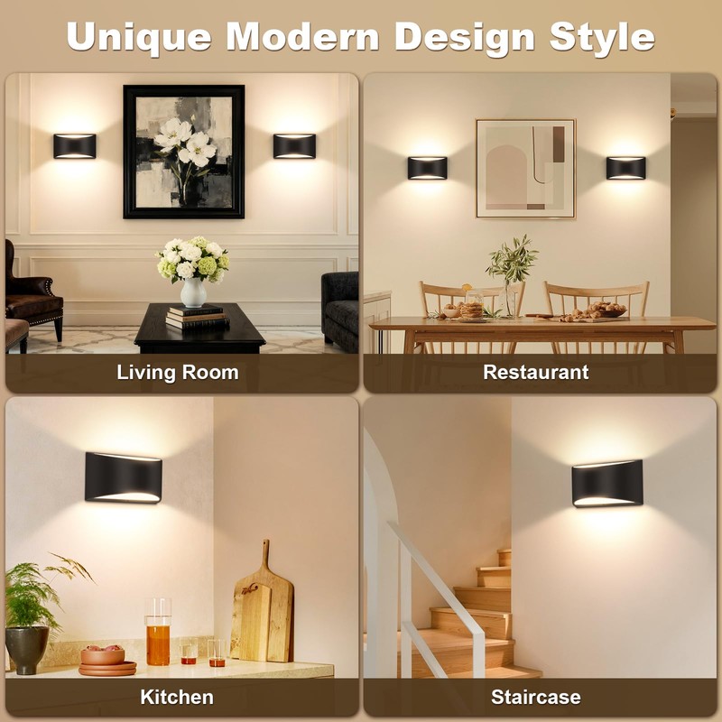Aiilsmp 4 Pack Black Modern LED Wall Sconce Hardwired Indoor