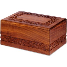 S.B.ARTS Wooden Keepsake Urn Box, Cremation Urns for Human Ashes, Handcarved Decorative Memorial Urn, Wood Casket Urn for Pets, Cat, Infant, Adult Memorial Urns, Burial Urns for Ashes - Large
