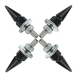 Bashineng Spike License Plate Screw Fasteners 4 Pcs Decoration License Plate Frame Bolt Aluminum Alloy Kit Stainless Steels Universal Fit Most Motorcycle Cars Truck (Black)