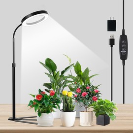 YEOLEH Grow Lights for Indoor Plants, 6000K White LED Full Spectrum Gooseneck Plant Lamp with Dimmable & Height Adjustable for Mini Succulent, Desktop Plants, Auto Timer 4/8/12/18Hrs