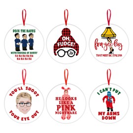 A Christmas Story Ornaments, 6 Pcs Funny Christmas Tree Hanging Ornaments, Christmas Story Merchandise Gift, Cute Holiday Home Decorations, Novelty Xmas White Elephant Gifts for Women Men